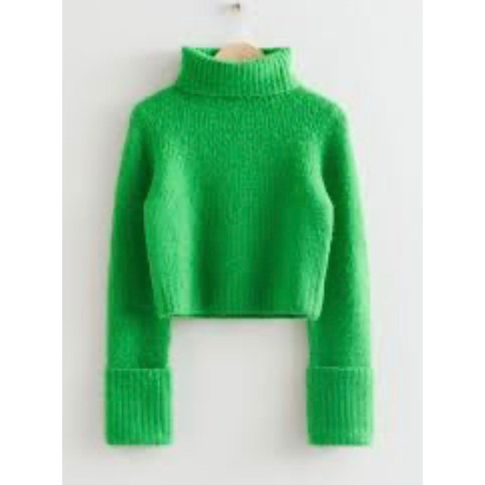 & Other Stories Stockholm Atelier Turtleneck Sweater Women XS Green Alpaca Wool - Picture 2 of 10